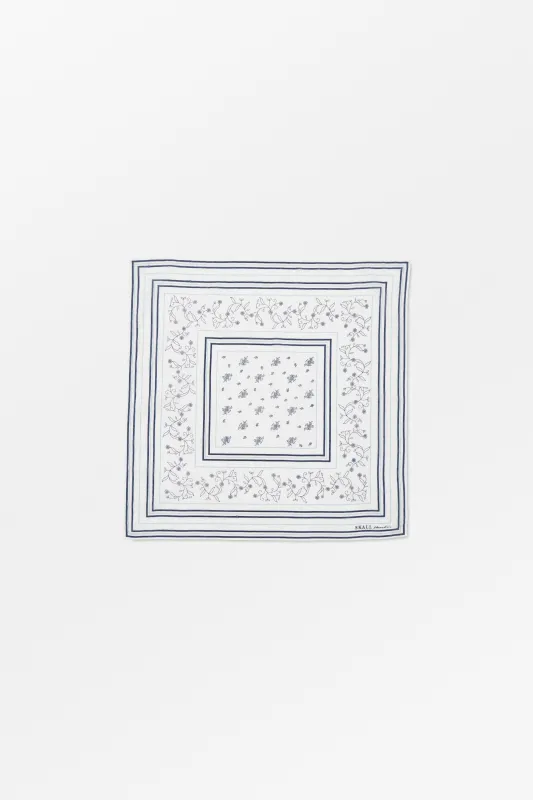 Skall classic scarf 55x55 - Light cream/Blue sold by Skall Studio