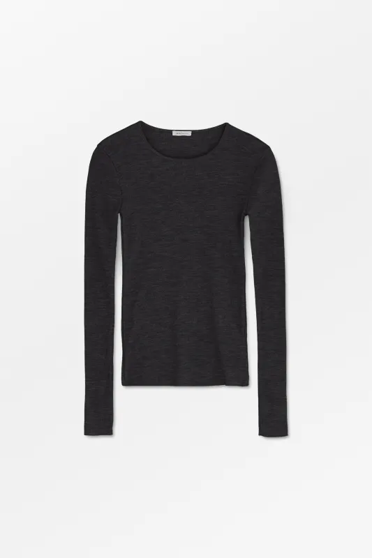 Amy Blouse - Dark Grey Melange sold by Skall Studio