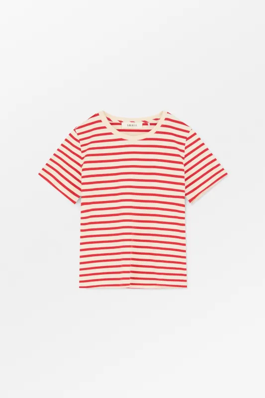 Marron regular tee - Off white/Red stripe made by Skall Studio