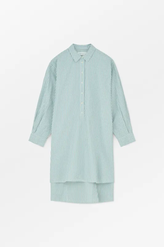Edda shirtdress - White/Aqua stripe made by Skall Studio