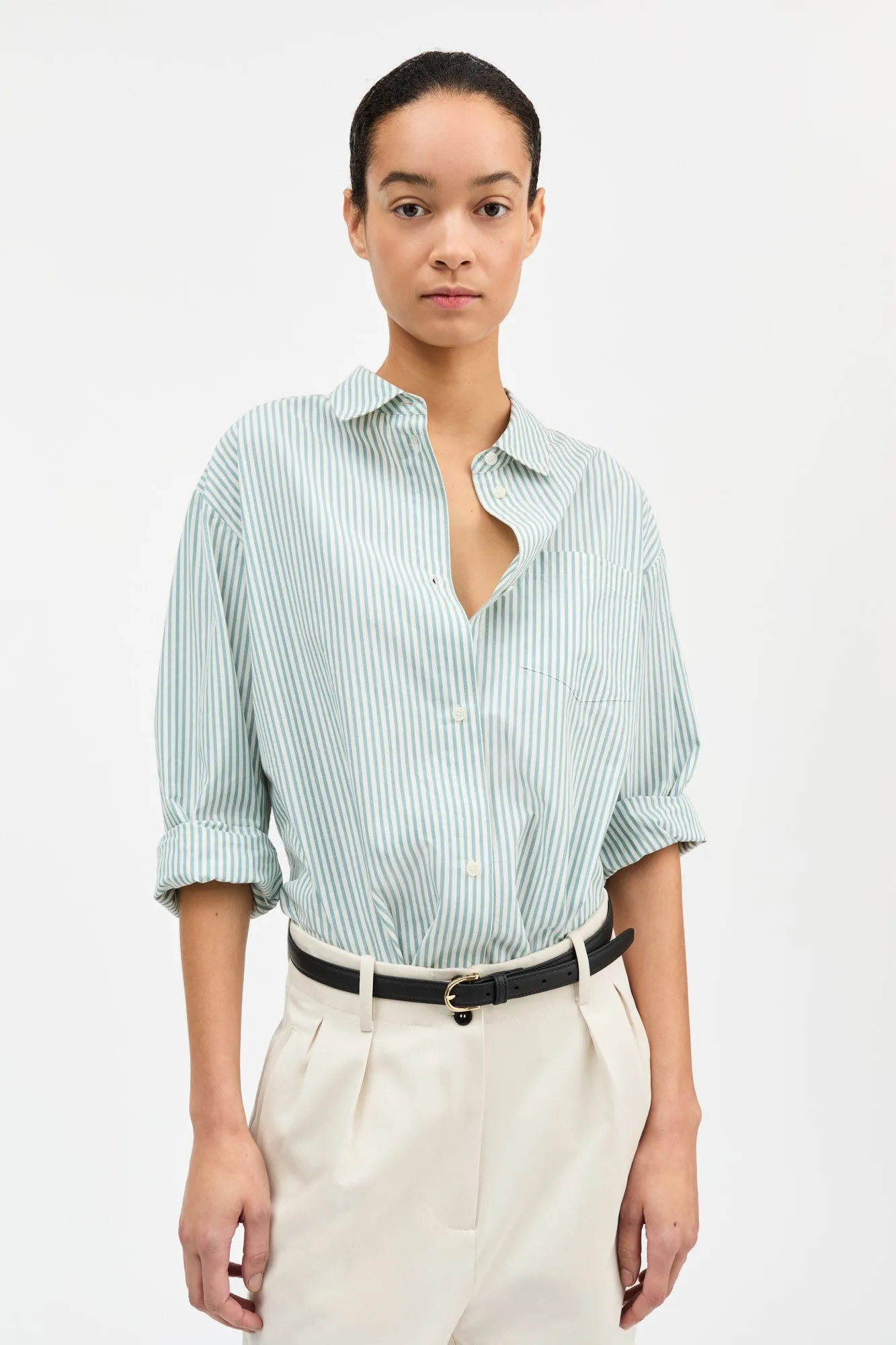 Edgar shirt - White/Aqua stripe sold by Skall Studio product image thumbnail 2