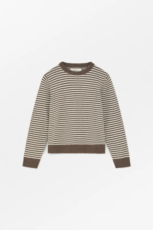 Cameron jumper - White/Brown mélange stripe made by Skall Studio