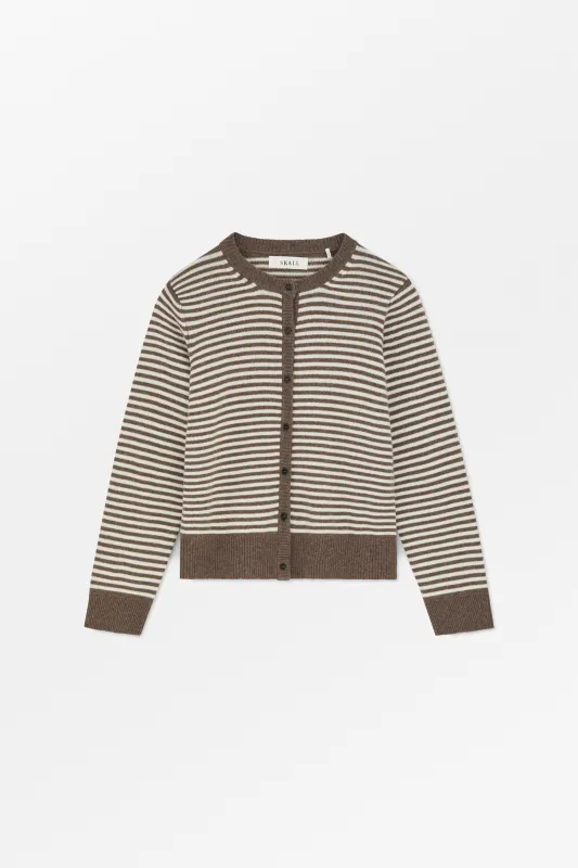 Senna cardigan - White/Brown mélange stripe made by Skall Studio