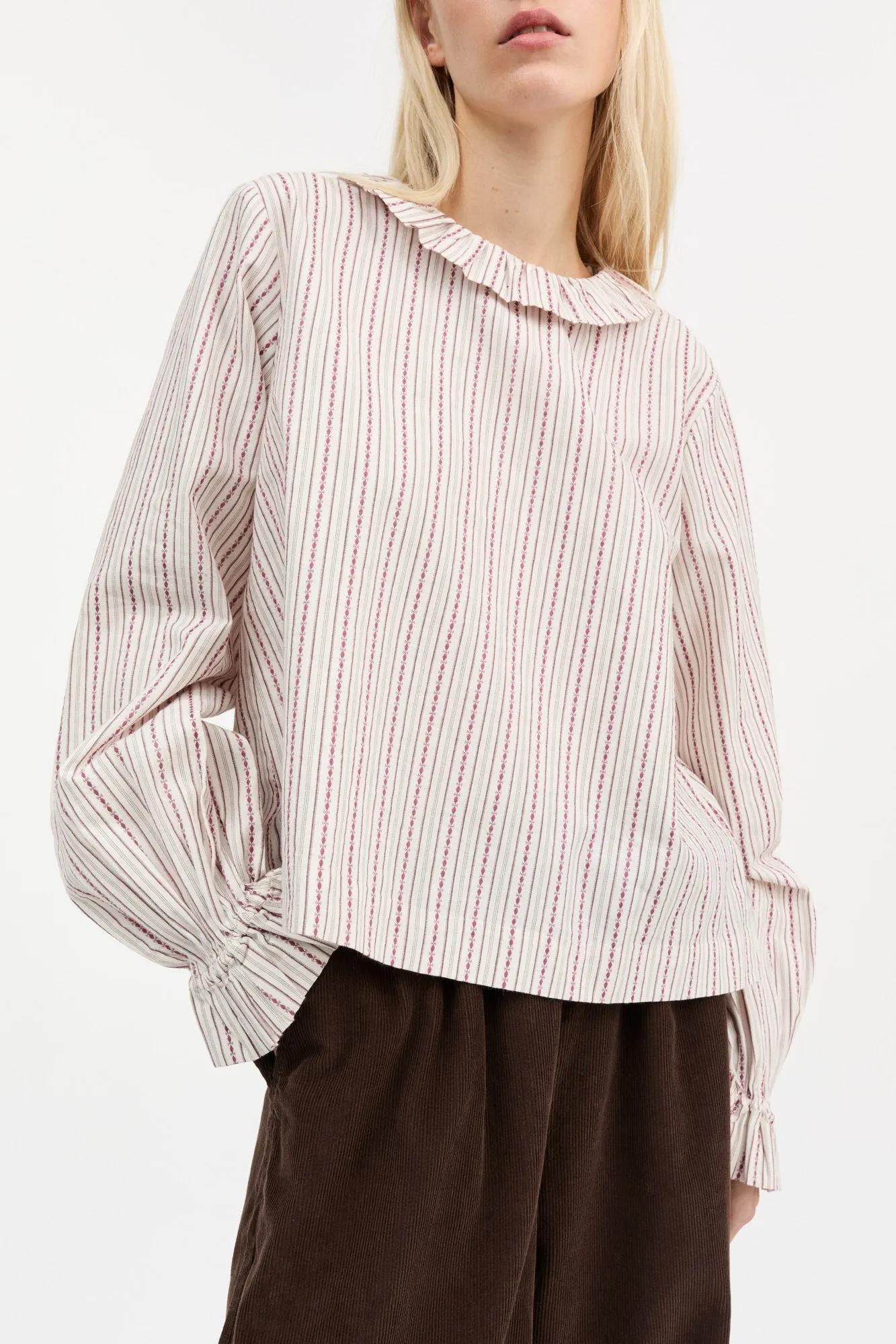 Cornflower blouse - Raspberry/Cream stripe sold by Skall Studio product image thumbnail 2