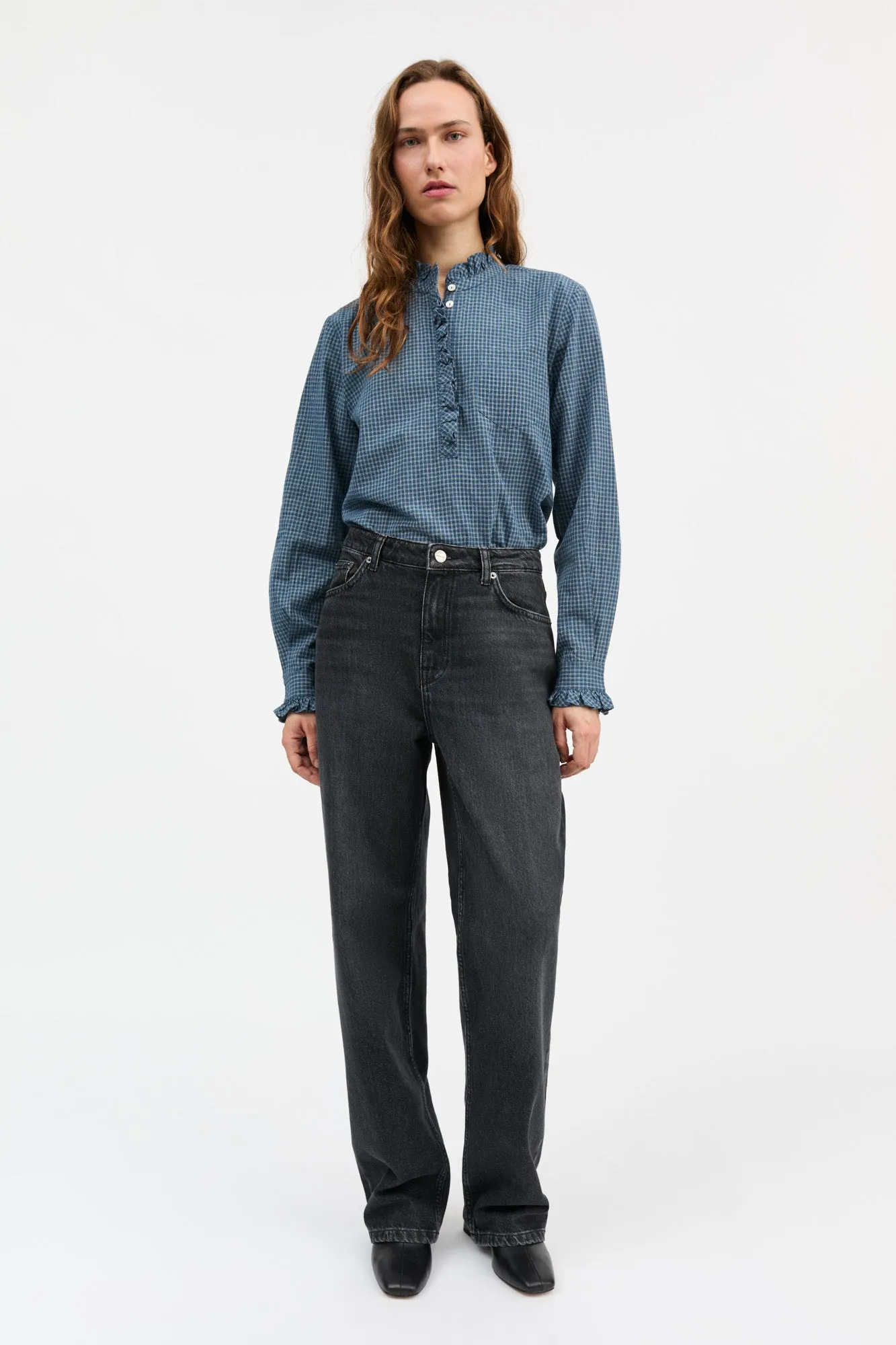 Lune shirt - Blue/Cream mini check sold by Skall Studio product image thumbnail 3