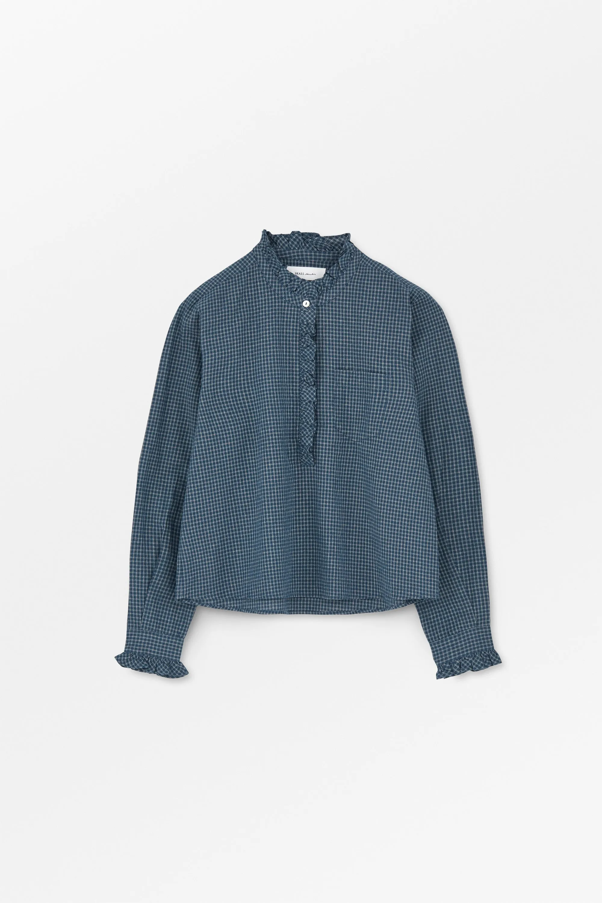 Lune shirt - Blue/Cream mini check sold by Skall Studio