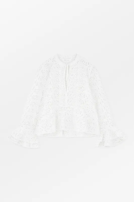 Frigga flounce shirt - Optic white sold by Skall Studio