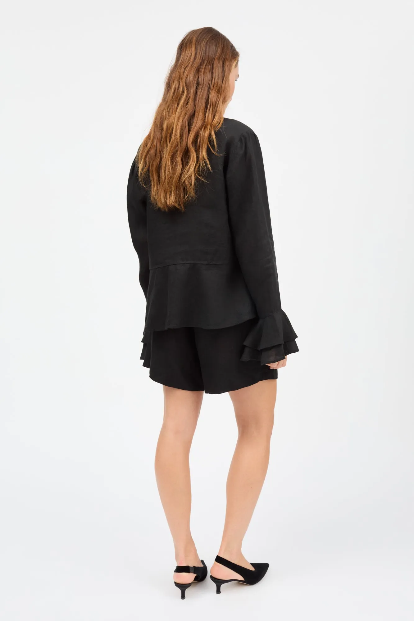 Frigga flounce shirt - Black sold by Skall Studio product image thumbnail 4