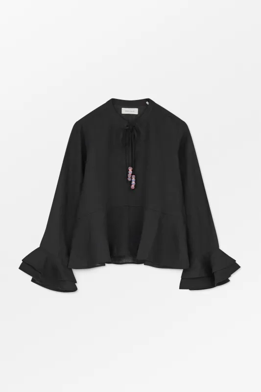 Frigga flounce shirt - Black sold by Skall Studio