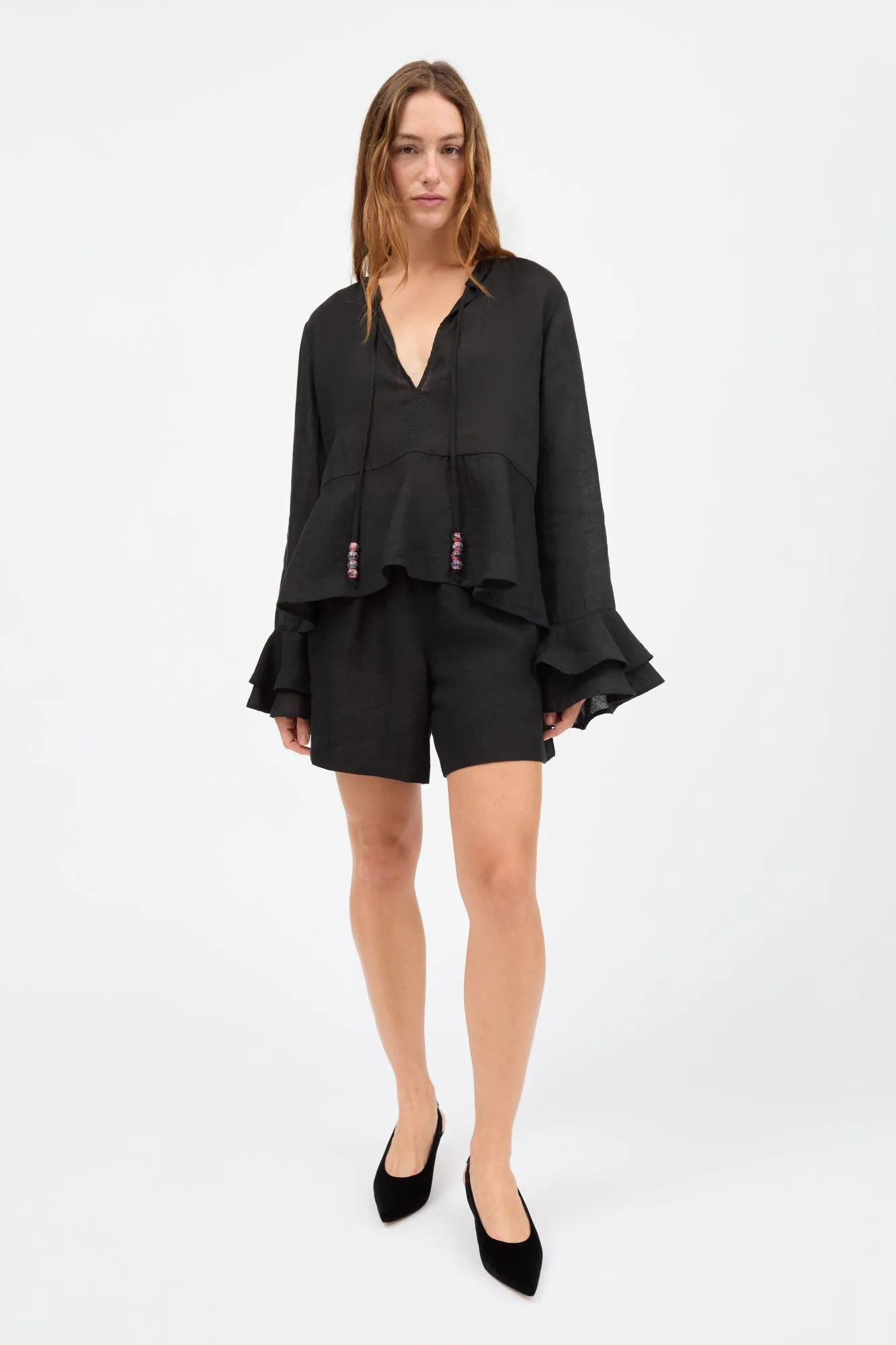 Frigga flounce shirt - Black sold by Skall Studio product image thumbnail 3