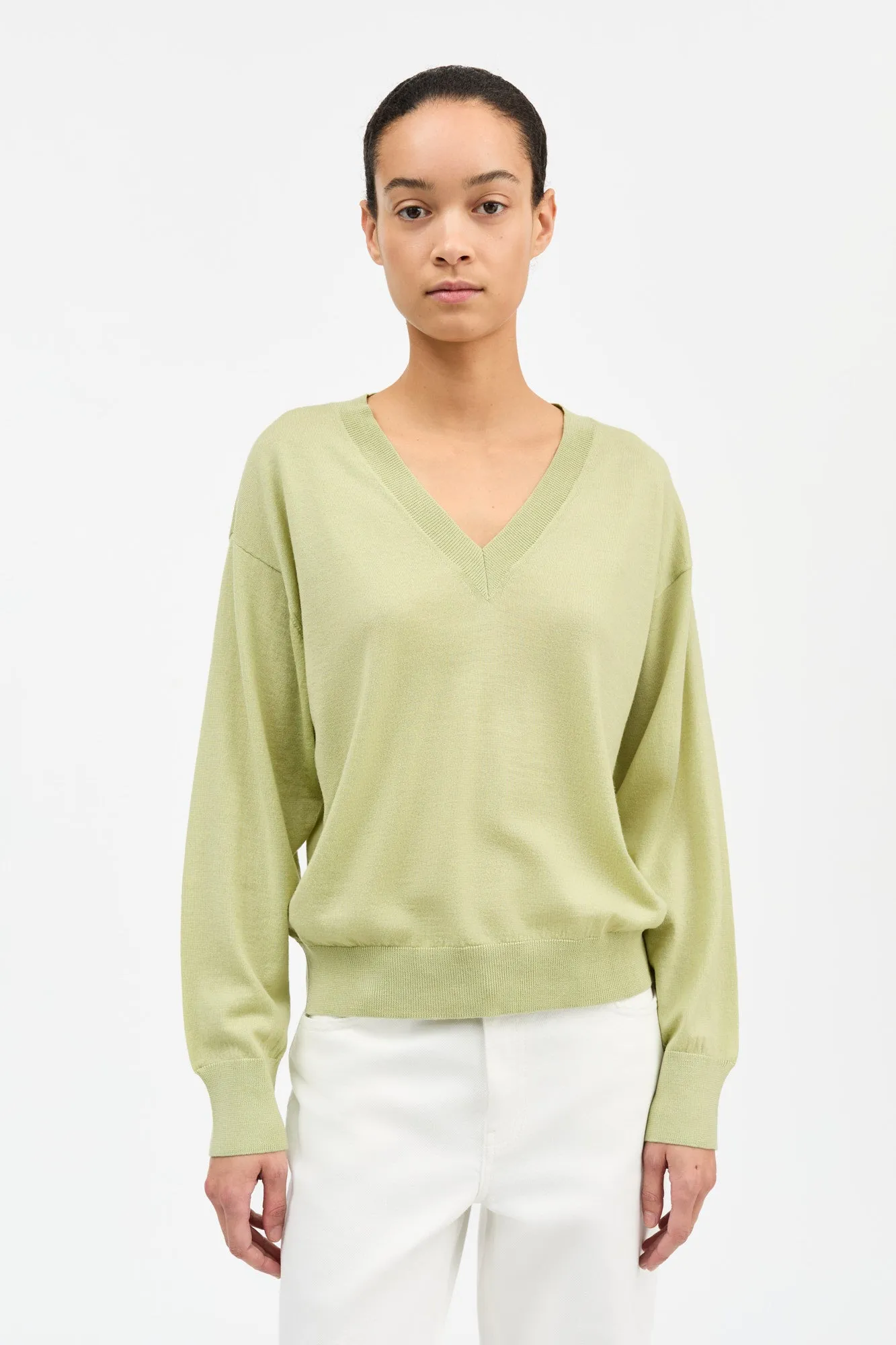 Amethyst V-neck jumper - Light green sold by Skall Studio product image thumbnail 2
