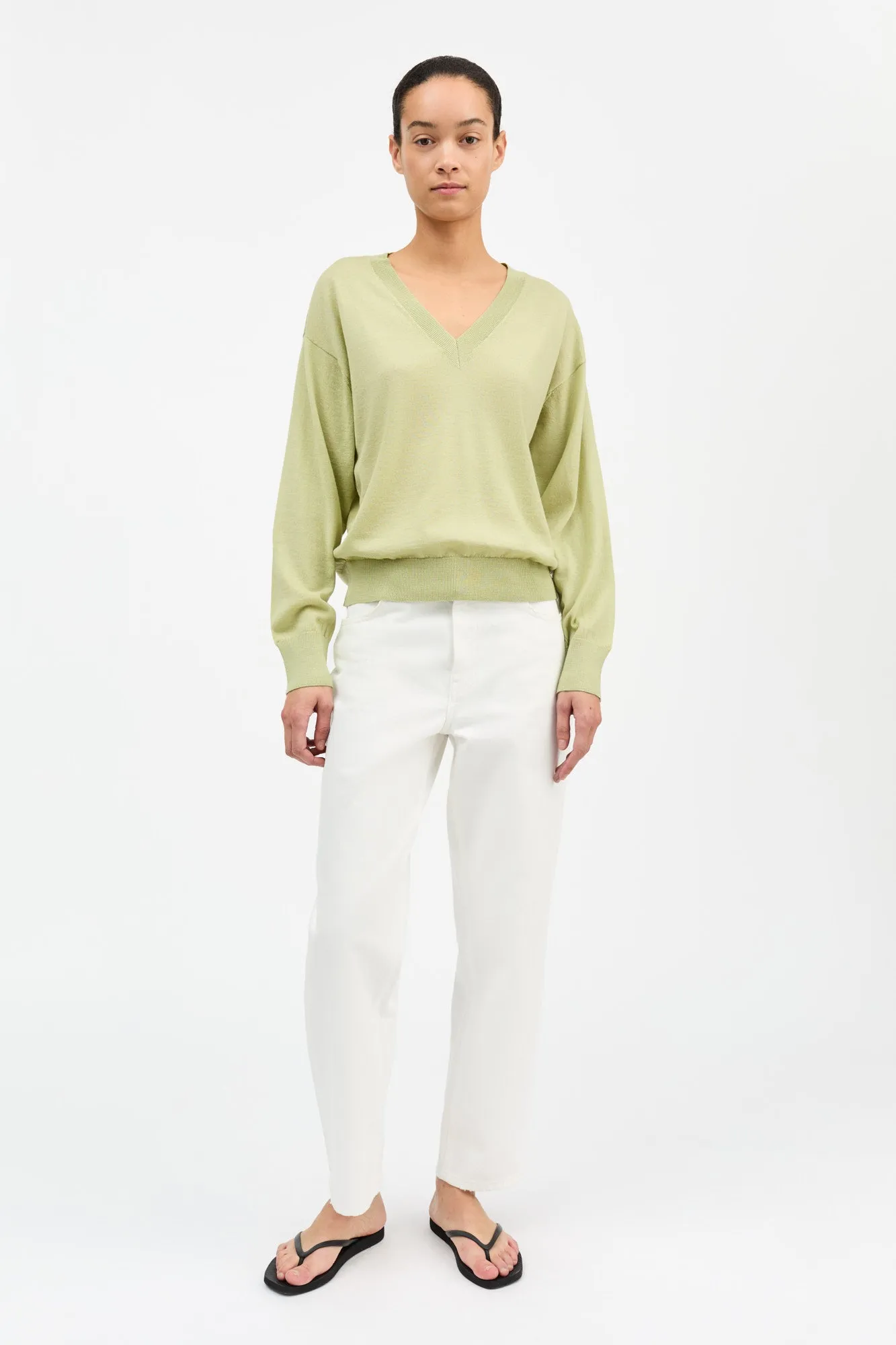 Amethyst V-neck jumper - Light green sold by Skall Studio product image thumbnail 3