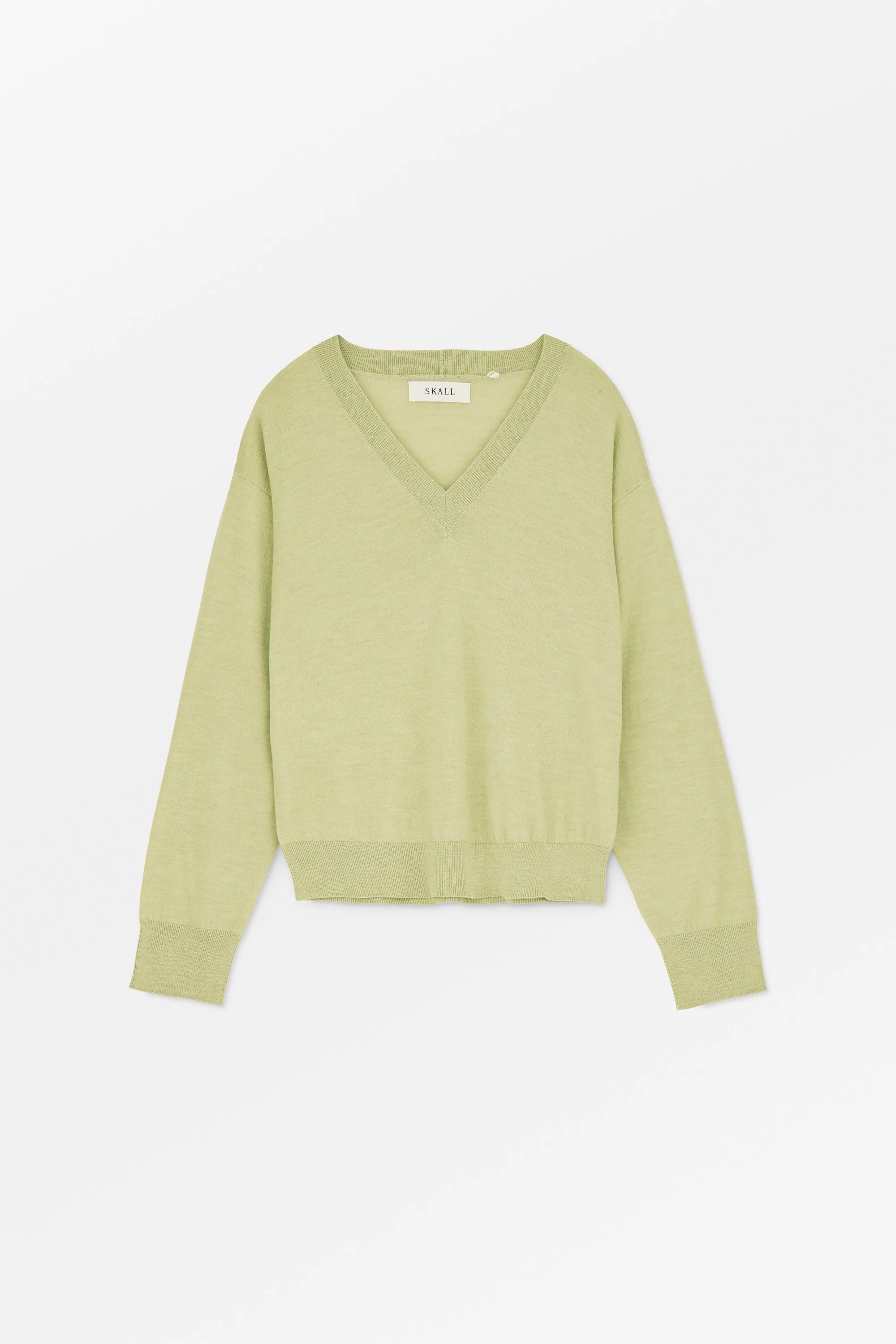 Amethyst V-neck jumper - Light green sold by Skall Studio
