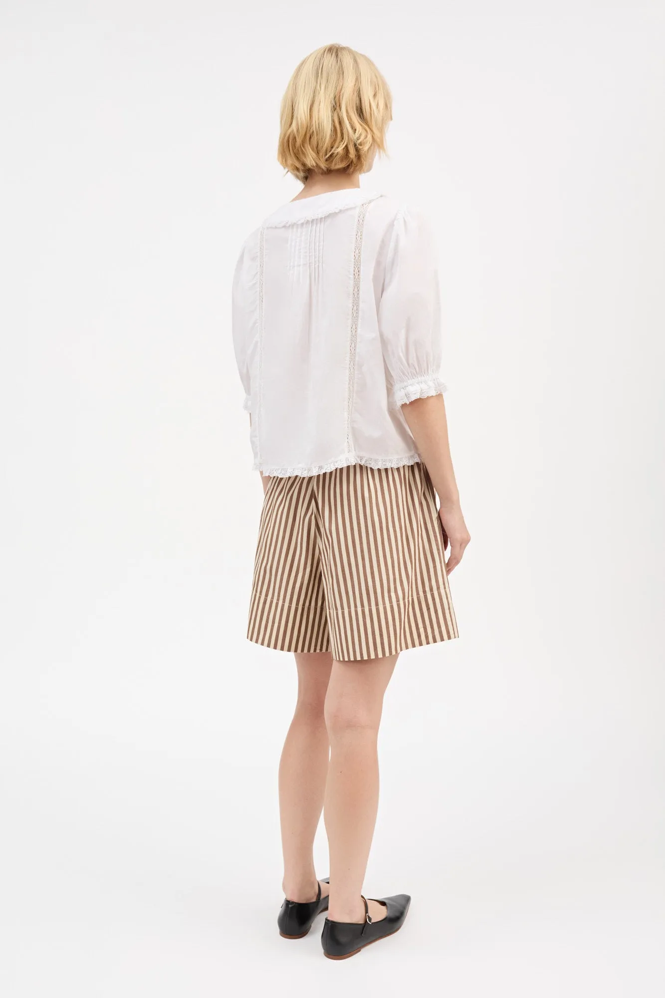 Vetiver shorts - Brown/Ecru stripe sold by Skall Studio product image thumbnail 4
