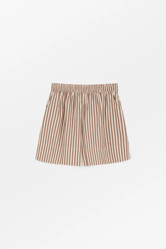 Vetiver shorts - Brown/Ecru stripe made by Skall Studio