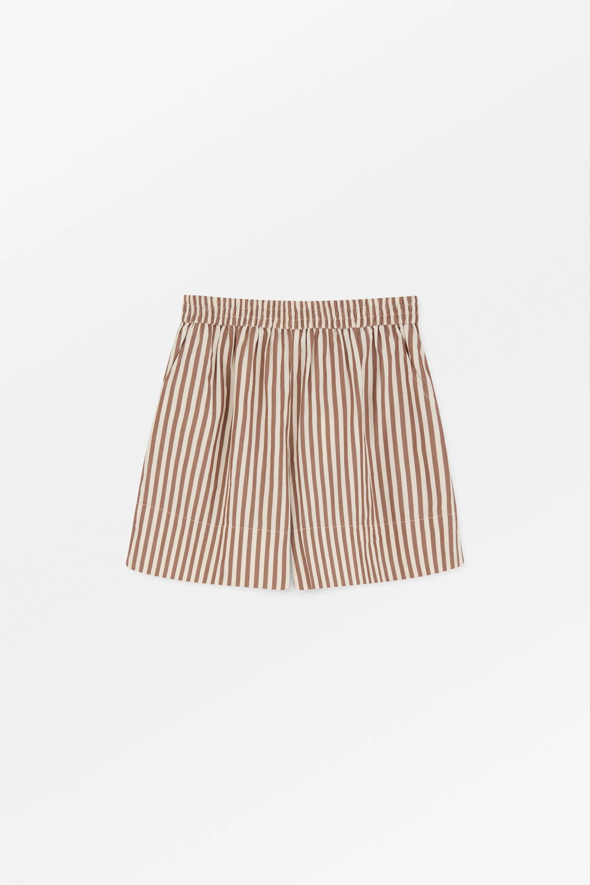 Vetiver shorts - Brown/Ecru stripe sold by Skall Studio