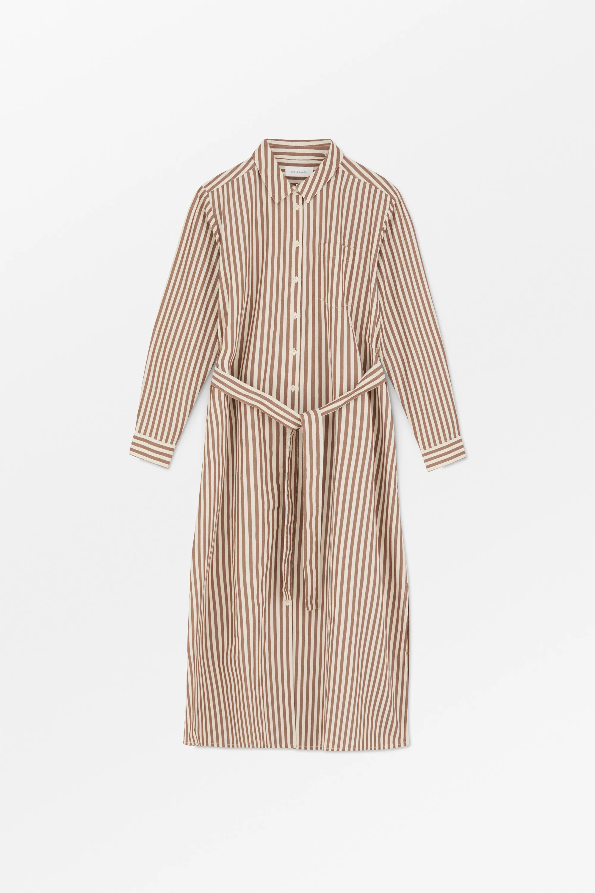 Leigh shirtdress - Brown/Ecru stripe sold by Skall Studio