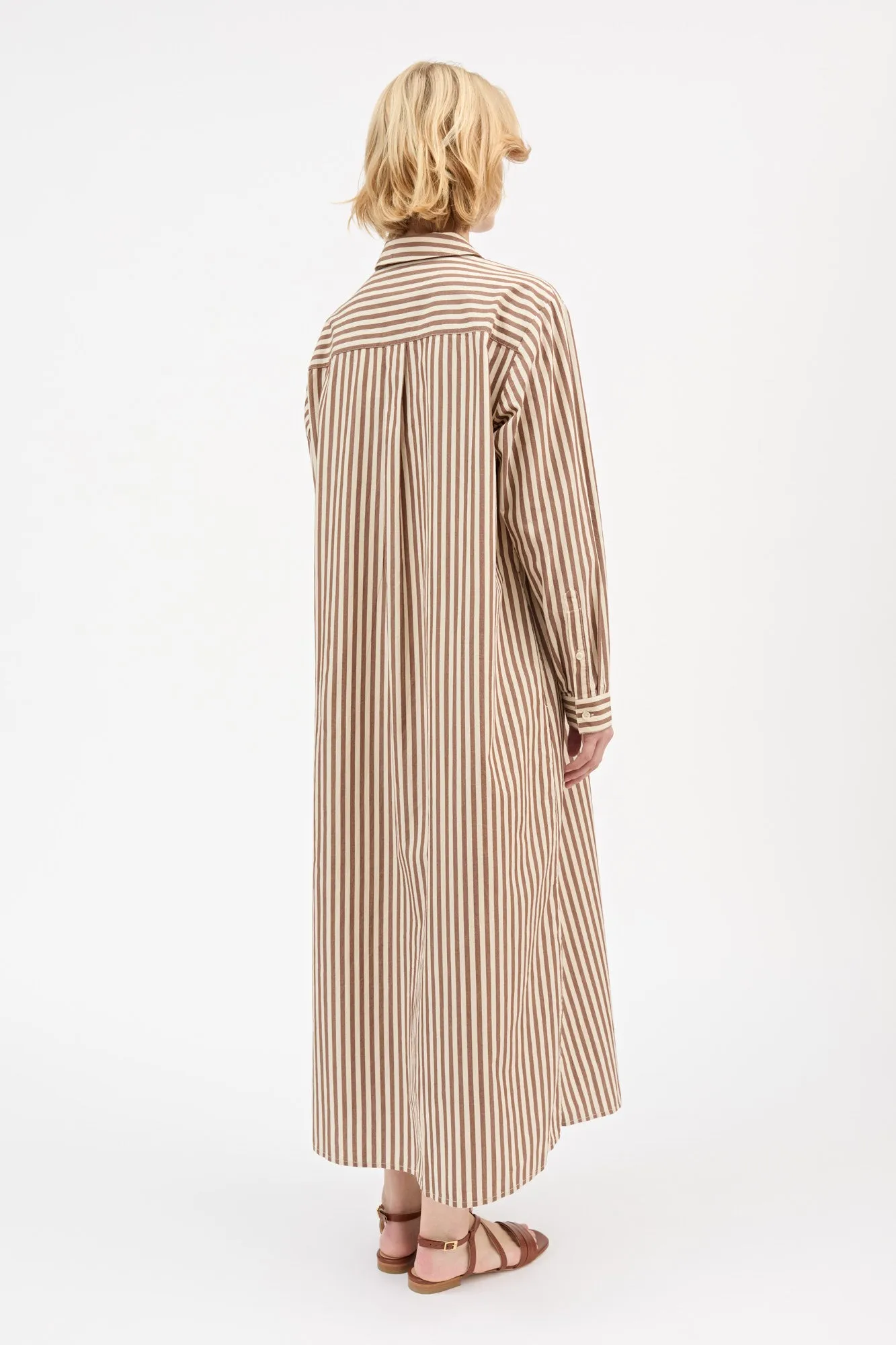Leigh shirtdress - Brown/Ecru stripe sold by Skall Studio product image thumbnail 5