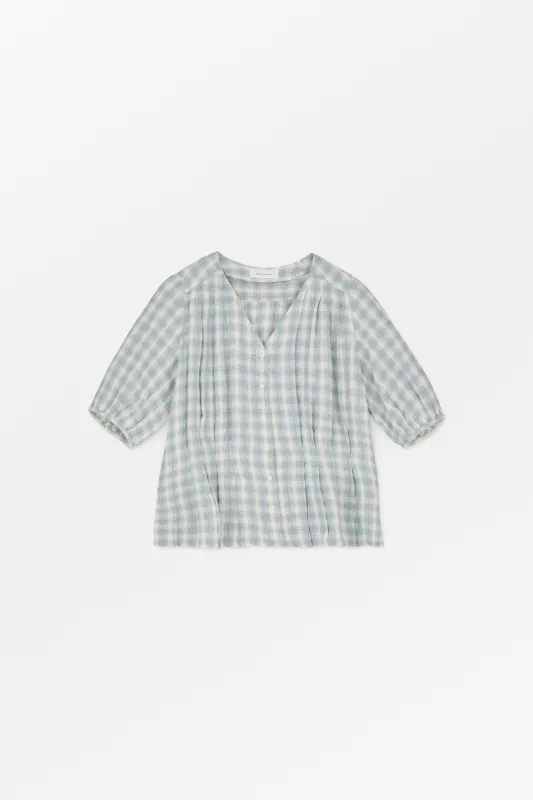 Elvira blouse - Purple/blue check made by Skall Studio