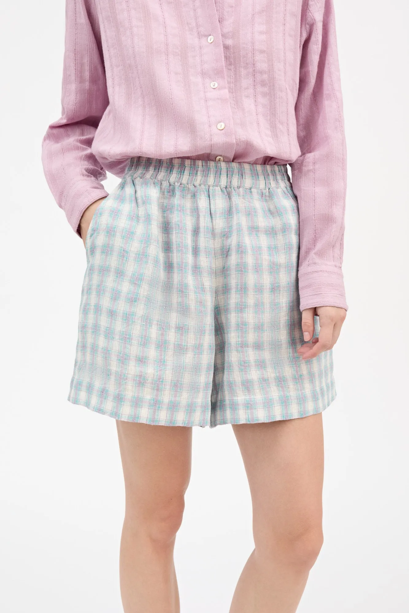 Edgar shorts - Purple/blue check sold by Skall Studio product image thumbnail 2