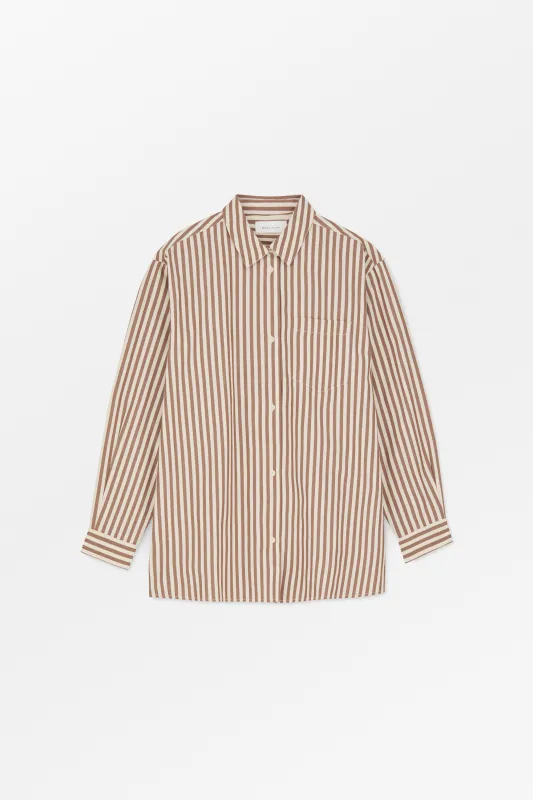 Edgar shirt - Brown/Ecru stripe made by Skall Studio