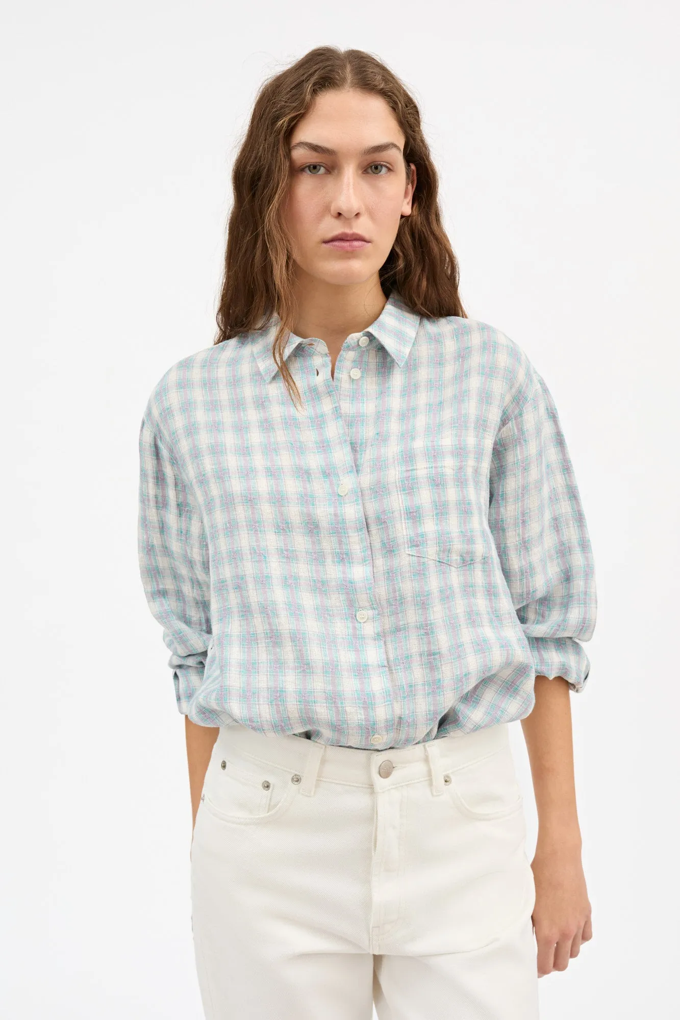 Edgar shirt - Purple/blue check sold by Skall Studio product image thumbnail 2