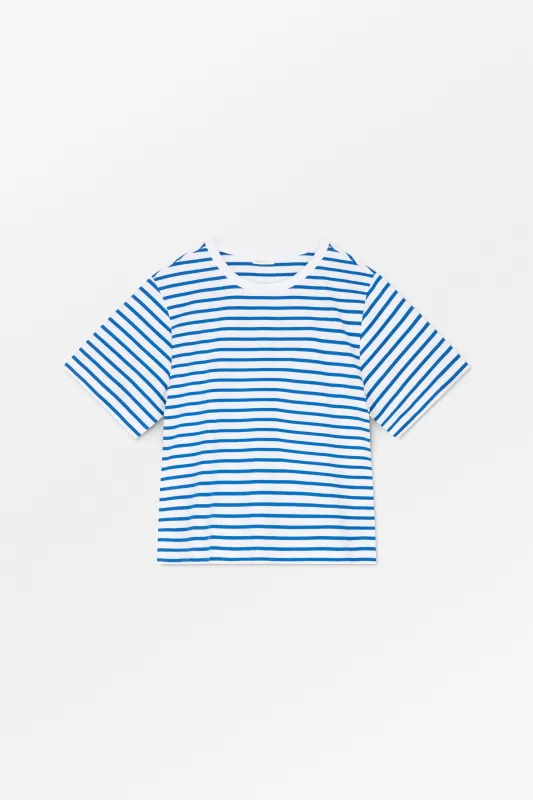 Boyfriend tee - Classic blue/Optic white stripe made by Skall Studio