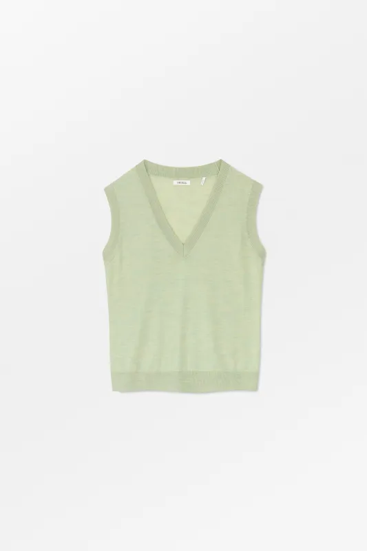 Amara v-neck vest - Light green mélange made by Skall Studio