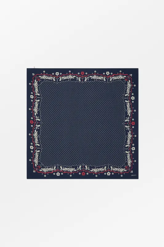 Juniper big scarf - Navy/Red/Ecru made by Skall Studio