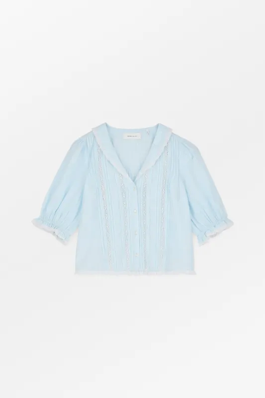 Magnolia short sleeve blouse - Light Blue made by Skall Studio