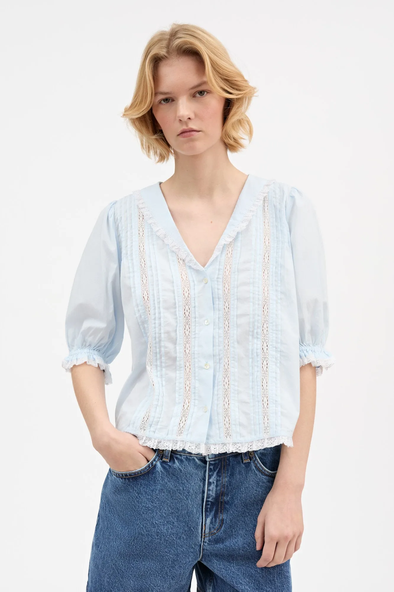 Magnolia short sleeve blouse - Light Blue sold by Skall Studio product image thumbnail 2