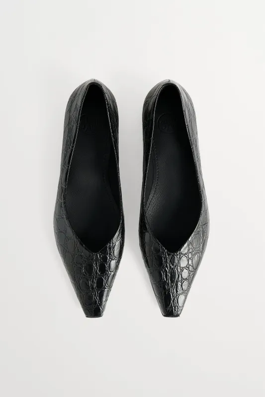 Pointy flat - Croco black made by Skall Studio