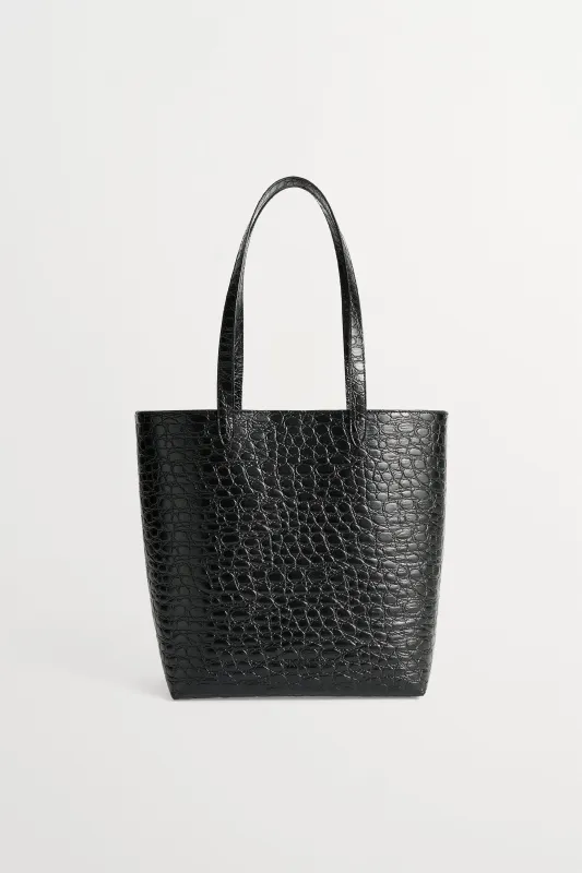 Medium city tote - Croco black made by Skall Studio