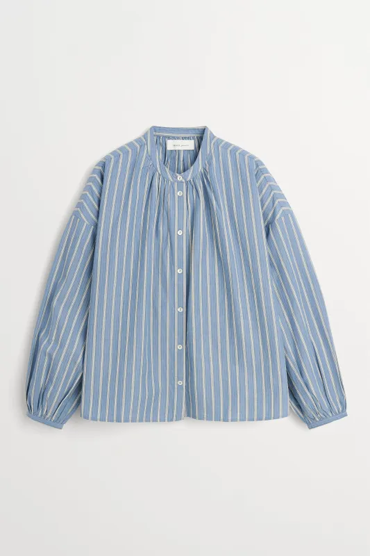 Cilla shirt - Blue/Black/White stripe made by Skall Studio
