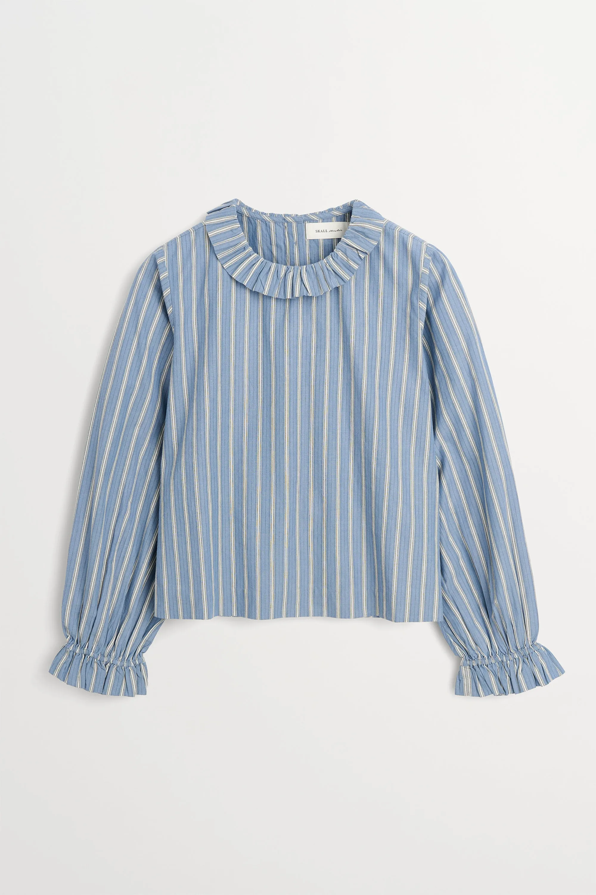 Cornflower blouse - Blue/Black/White stripe sold by Skall Studio