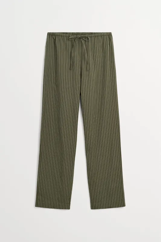 Addie pants - Green/White stripe made by Skall Studio