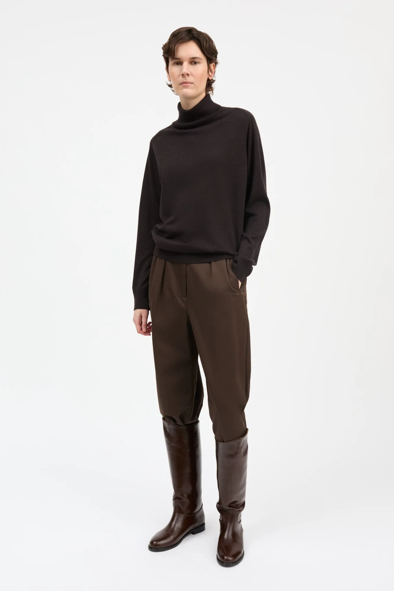 Amara t-neck jumper - Dark brown sold by Skall Studio product image thumbnail 3