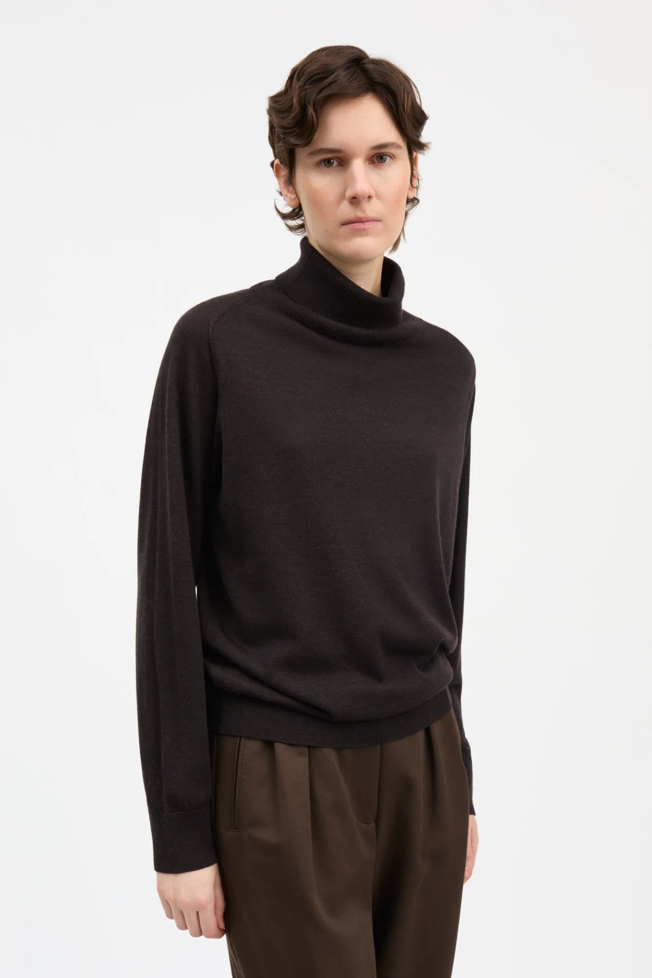 Amara t-neck jumper - Dark brown sold by Skall Studio product image thumbnail 2