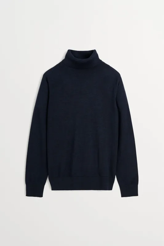 Amara t-neck jumper - Dark navy made by Skall Studio