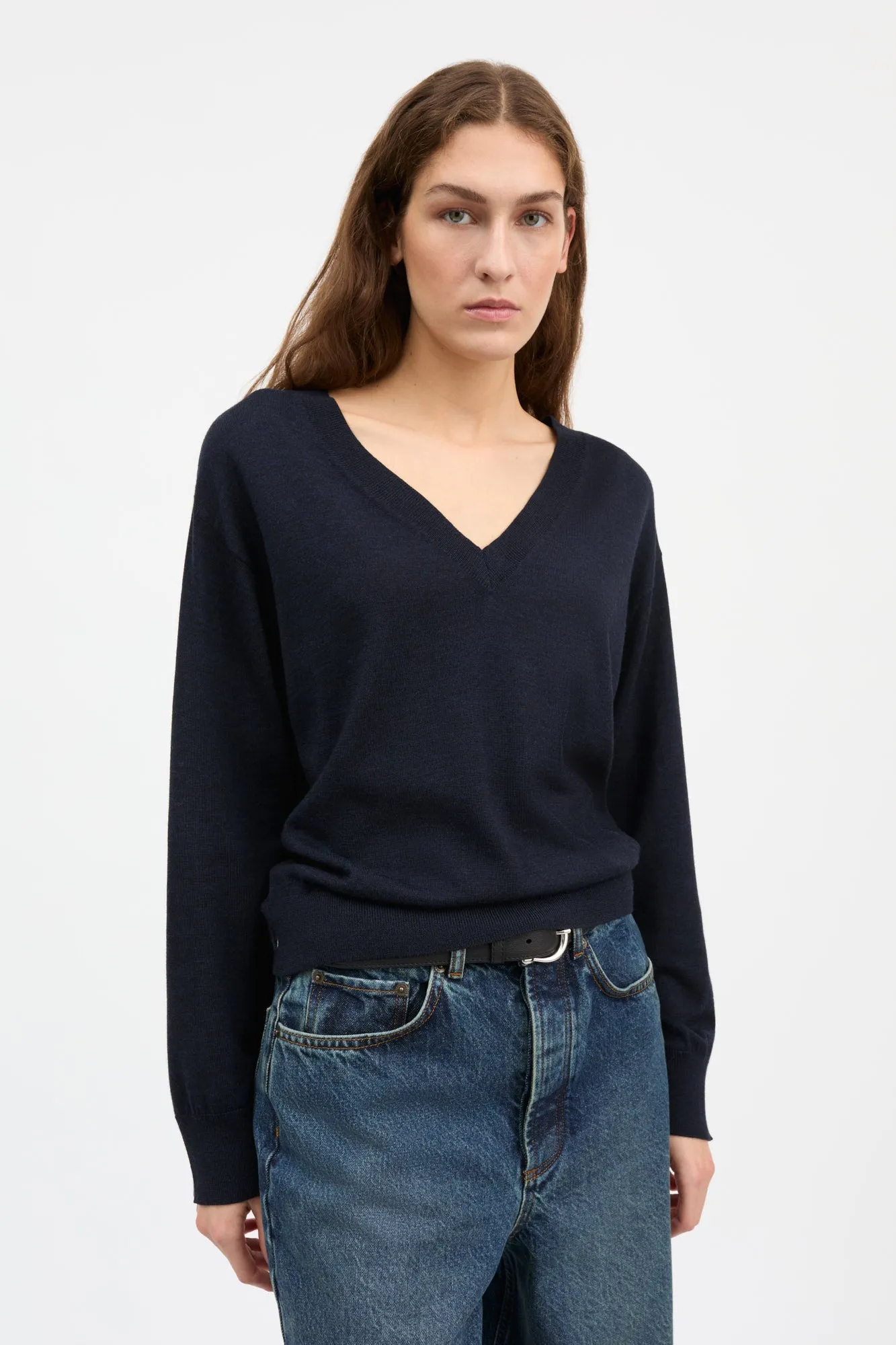 Amethyst V-neck jumper - Dark navy sold by Skall Studio product image thumbnail 2