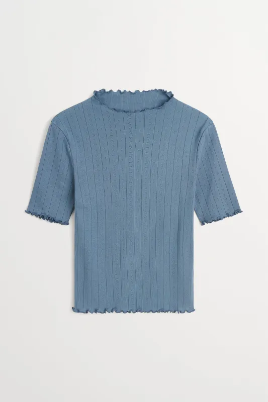 Edie t-neck tee - Faded blue made by Skall Studio