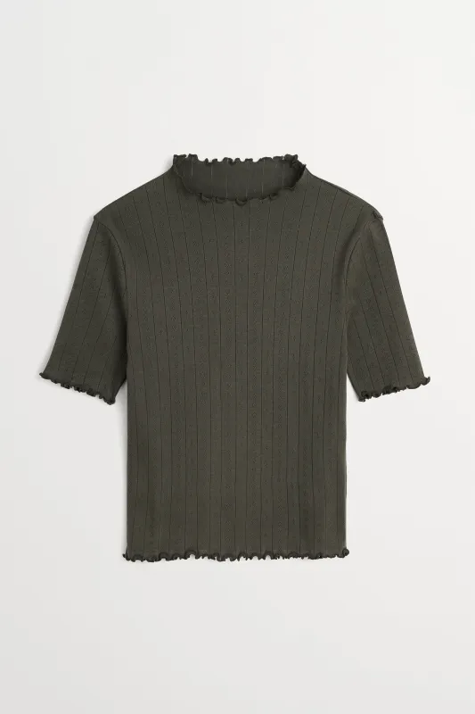 Edie t-neck tee - Dark green made by Skall Studio