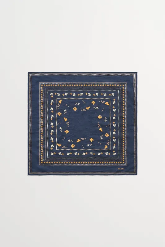 Skall floral scarf 55x55 - Midnight navy made by Skall Studio