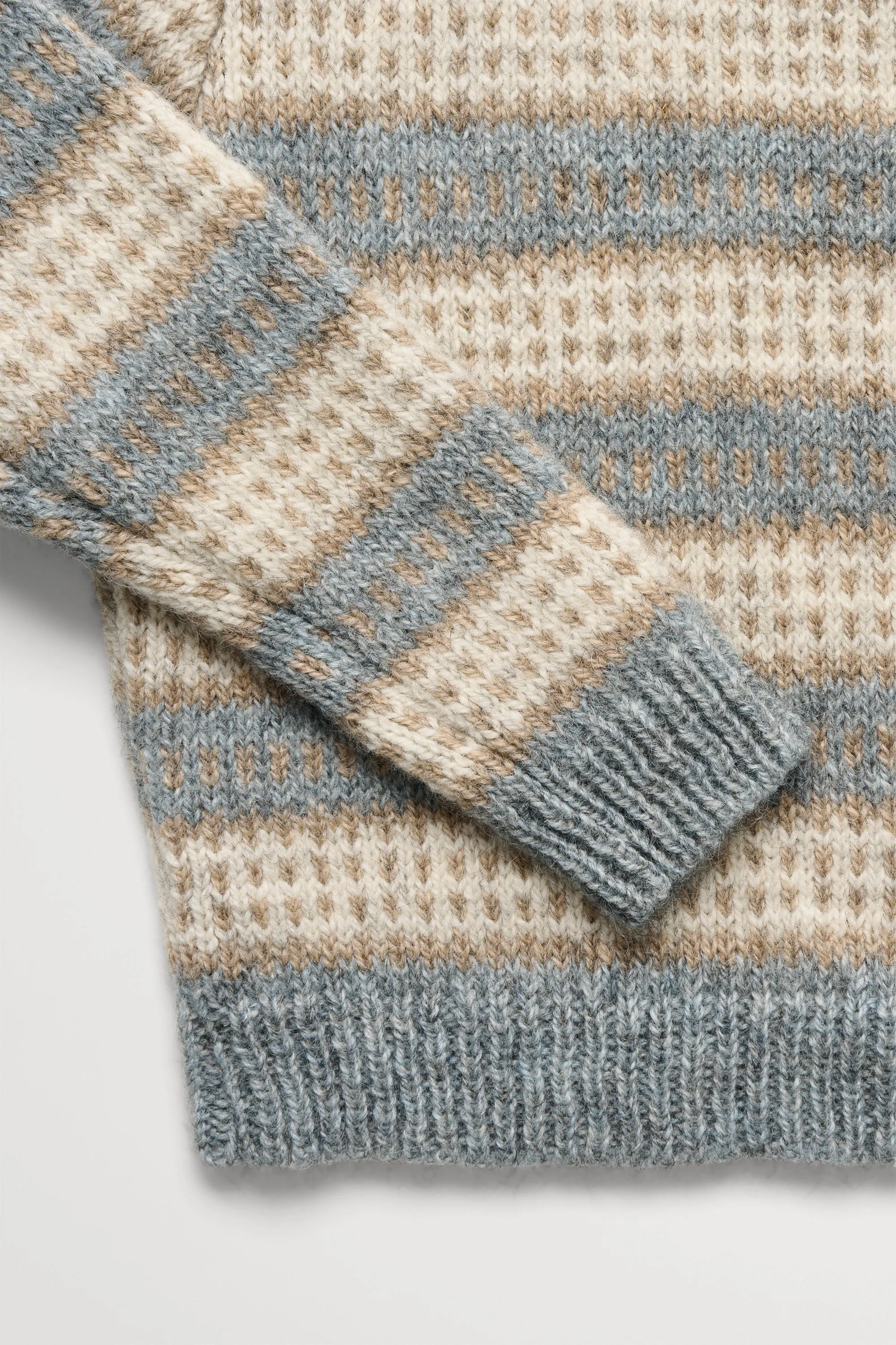 Svala o-neck - Sand/Beige/Stormblue intarsia sold by Skall Studio product image thumbnail 5