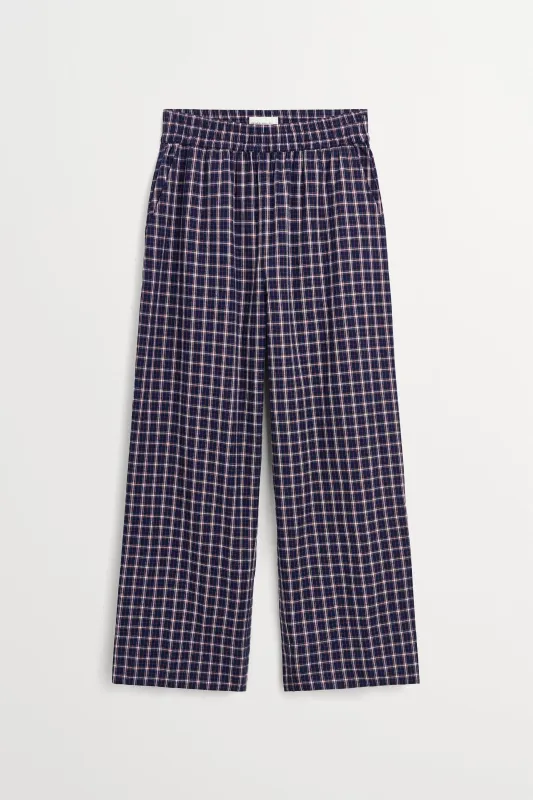 Jasmine pants - Navy/White/Red check made by Skall Studio