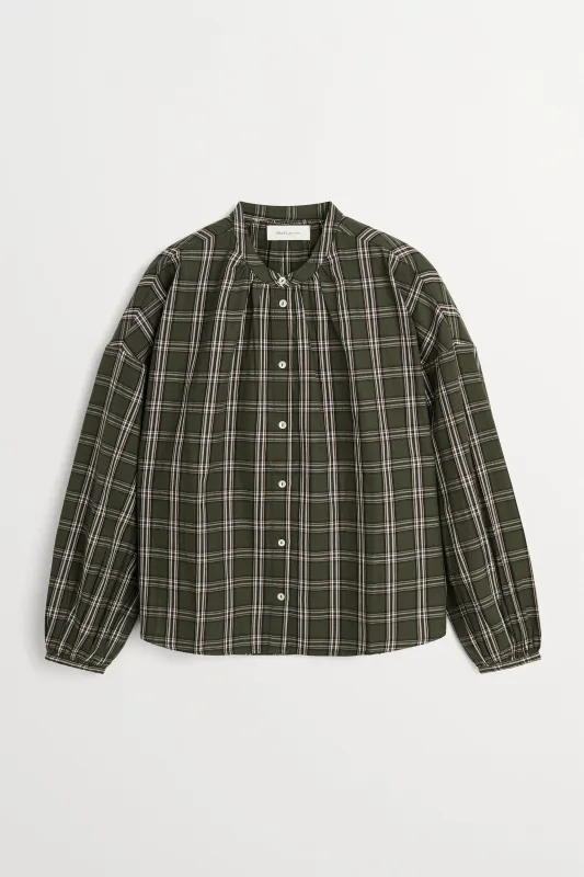 Cilla shirt - Green/White check made by Skall Studio