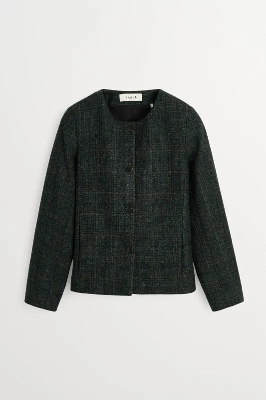 Mabel jacket - Green check structure made by Skall Studio