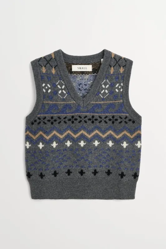 Misty vest - Grey jacquard made by Skall Studio