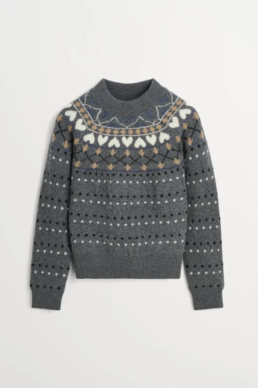 Misty jumper - Grey jacquard made by Skall Studio