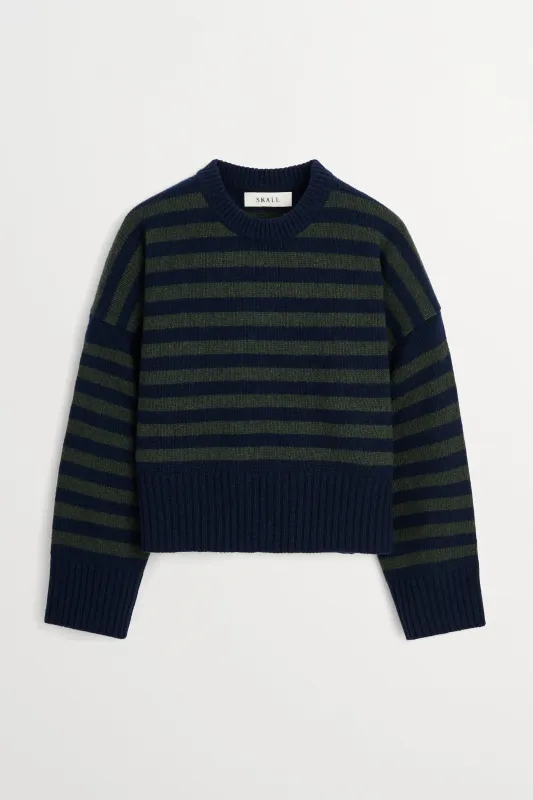 Campa Jumper - Navy/Dark green stripe made by Skall Studio
